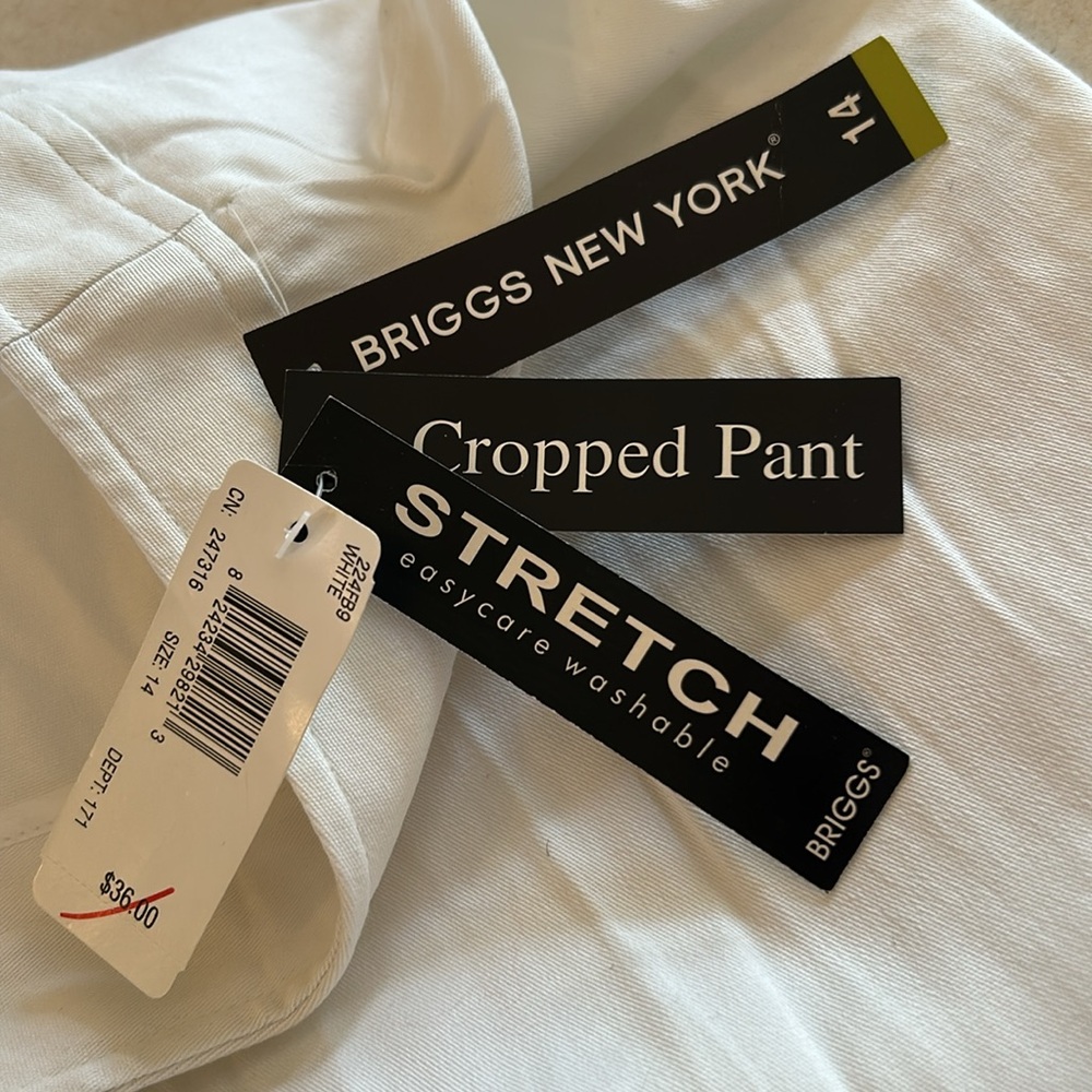 Briggs New York NWT Classic White Cropped Pants with Stretch Size 14 Tres Chic - Picture 8 of 11
